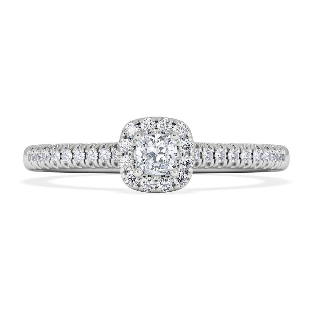 Lumia Cushion Cut Lab Diamond Halo Ring 0.33ct F/VS in 925 Silver