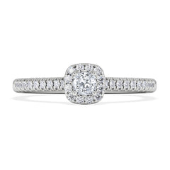 Lumia Cushion Cut Lab Diamond Halo Ring 0.33ct F/VS in 925 Silver