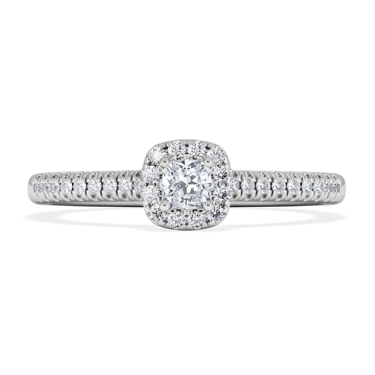 Lumia Cushion Cut Lab Diamond Halo Ring 0.33ct F/VS in 925 Silver