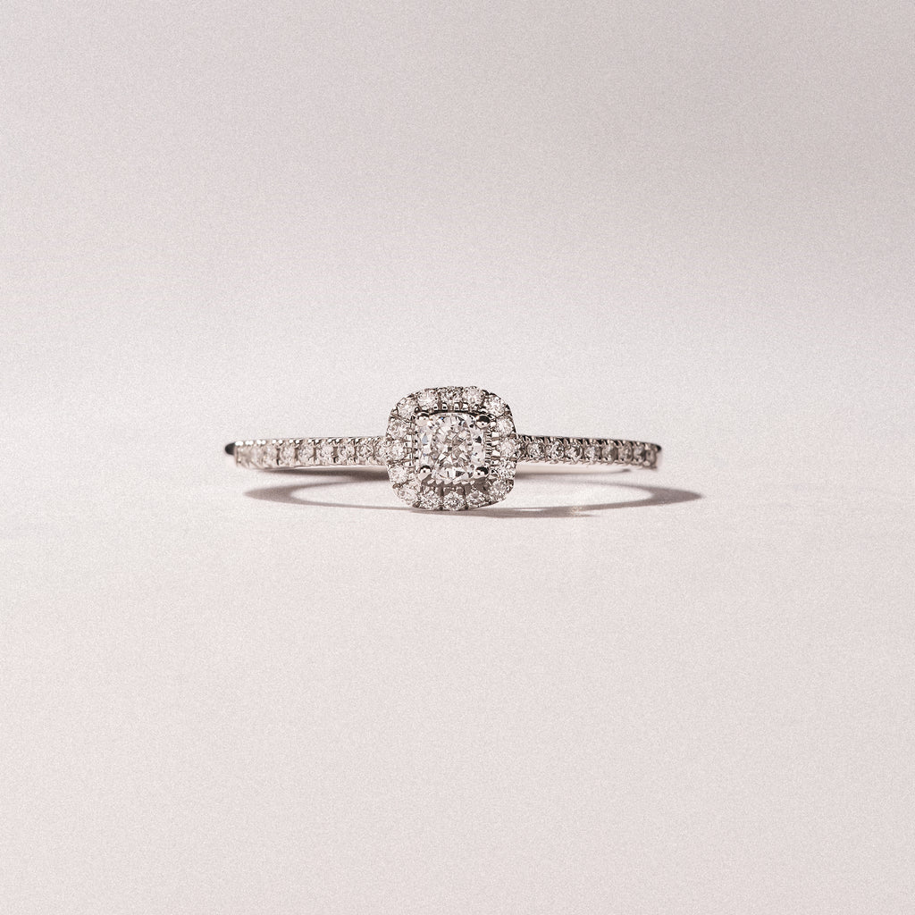 Lumia Cushion Cut Lab Diamond Halo Ring 0.33ct F/VS in 925 Silver