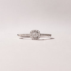 Lumia Cushion Cut Lab Diamond Halo Ring 0.33ct F/VS in 925 Silver