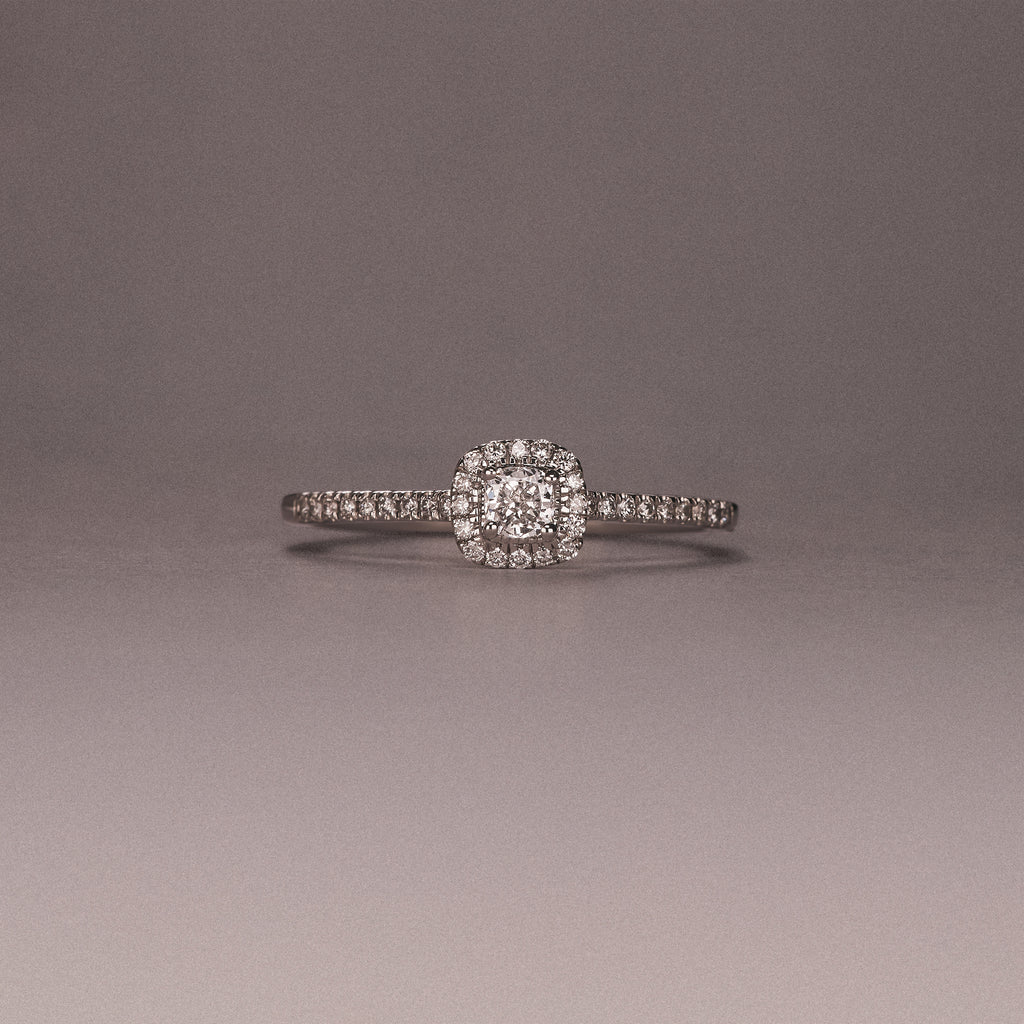 Lumia Cushion Cut Lab Diamond Halo Ring 0.33ct F/VS in 925 Silver
