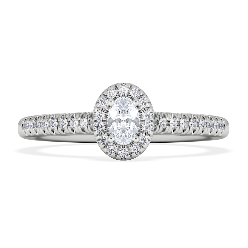 Lumia Oval Cut Lab Diamond Halo Ring 0.33ct F/VS in 925 Silver