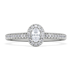 Lumia Oval Cut Lab Diamond Halo Ring 0.33ct F/VS in 925 Silver