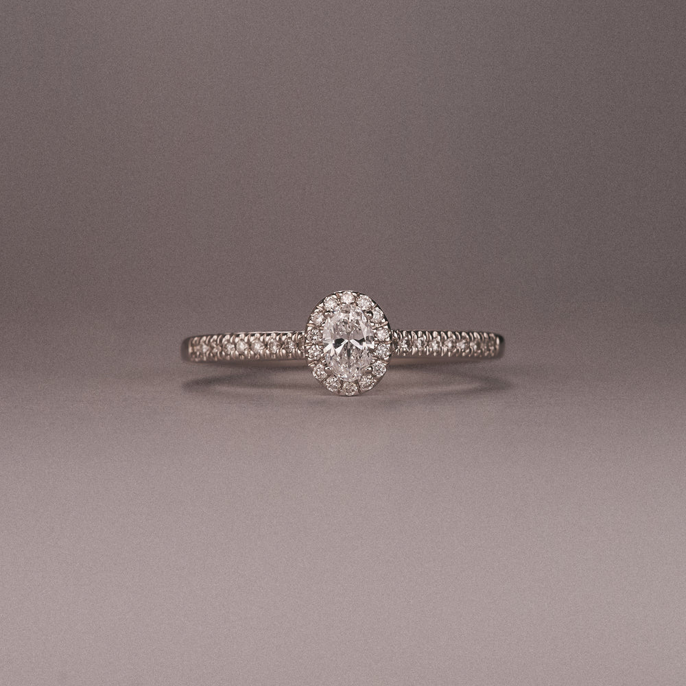 Lumia Oval Cut Lab Diamond Halo Ring 0.33ct F/VS in 925 Silver