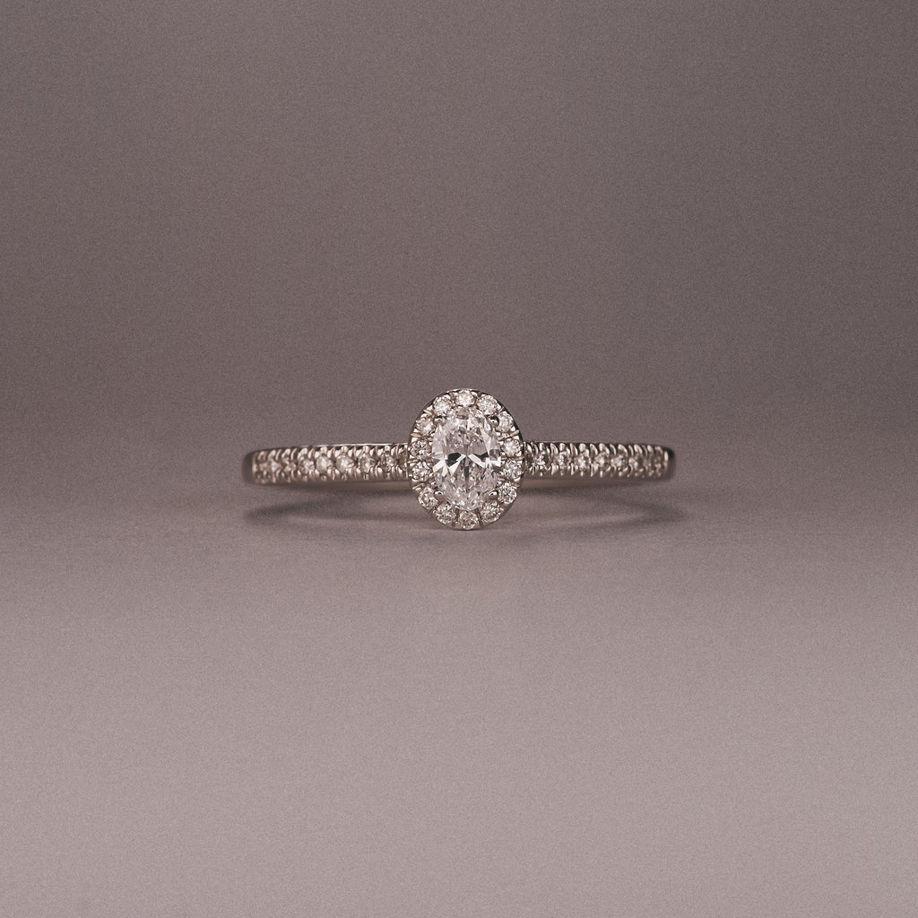 Lumia Oval Cut Lab Diamond Halo Ring 0.33ct F/VS in 925 Silver