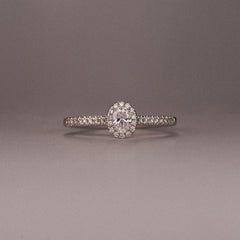 Lumia Oval Cut Lab Diamond Halo Ring 0.33ct F/VS in 925 Silver