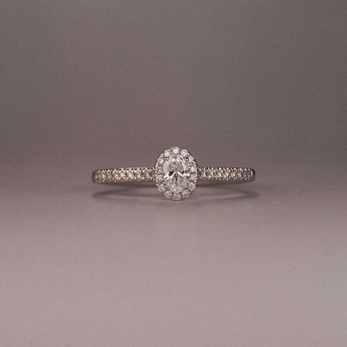 Lumia Oval Cut Lab Diamond Halo Ring 0.33ct F/VS in 925 Silver
