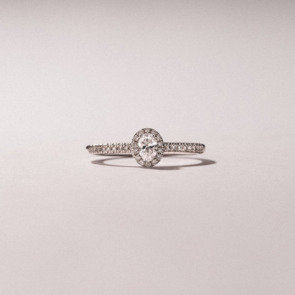 Lumia Oval Cut Lab Diamond Halo Ring 0.33ct F/VS in 925 Silver