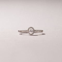 Lumia Oval Cut Lab Diamond Halo Ring 0.33ct F/VS in 925 Silver