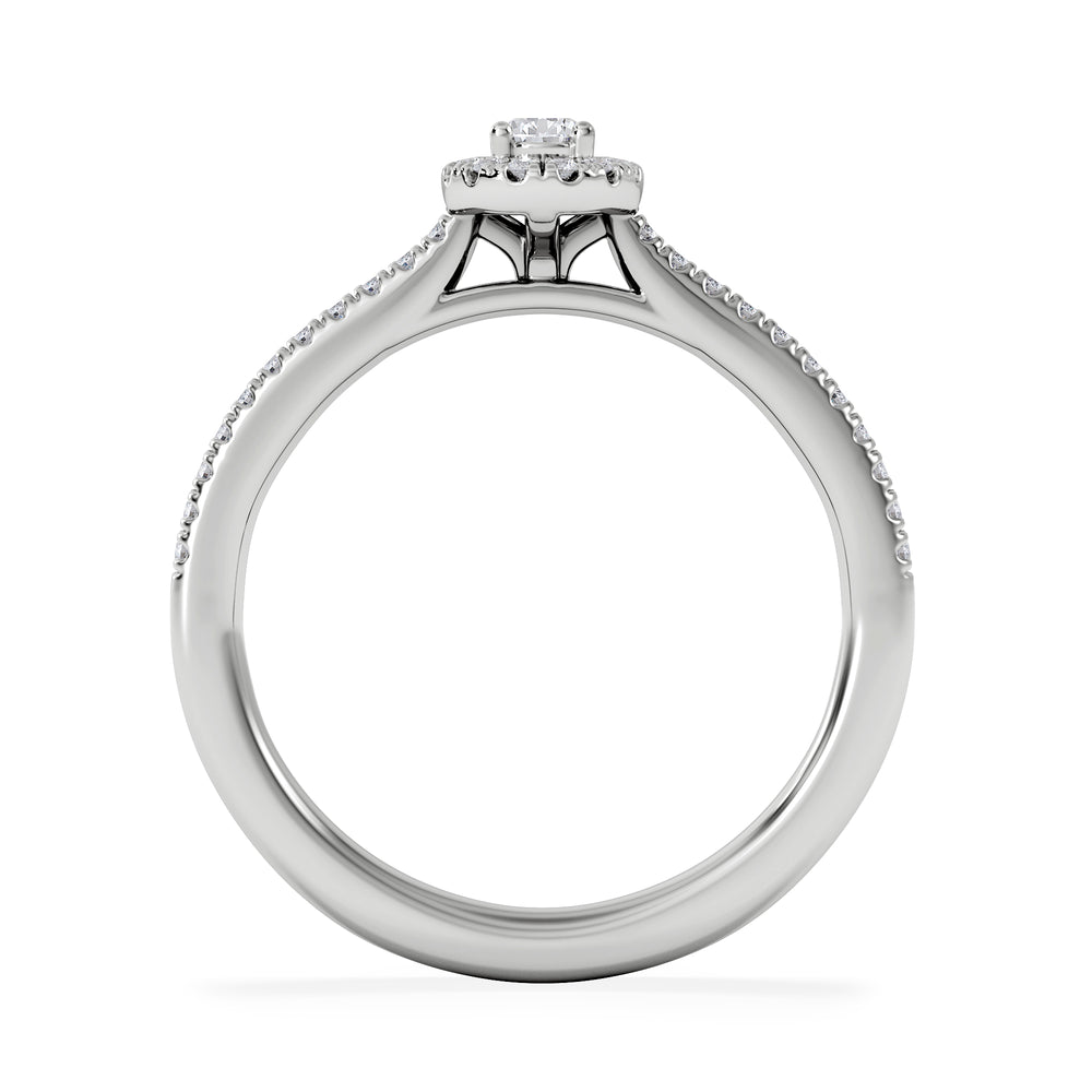 Lumia Pear Cut Lab Diamond Halo Ring 0.33ct F/VS in 925 Silver