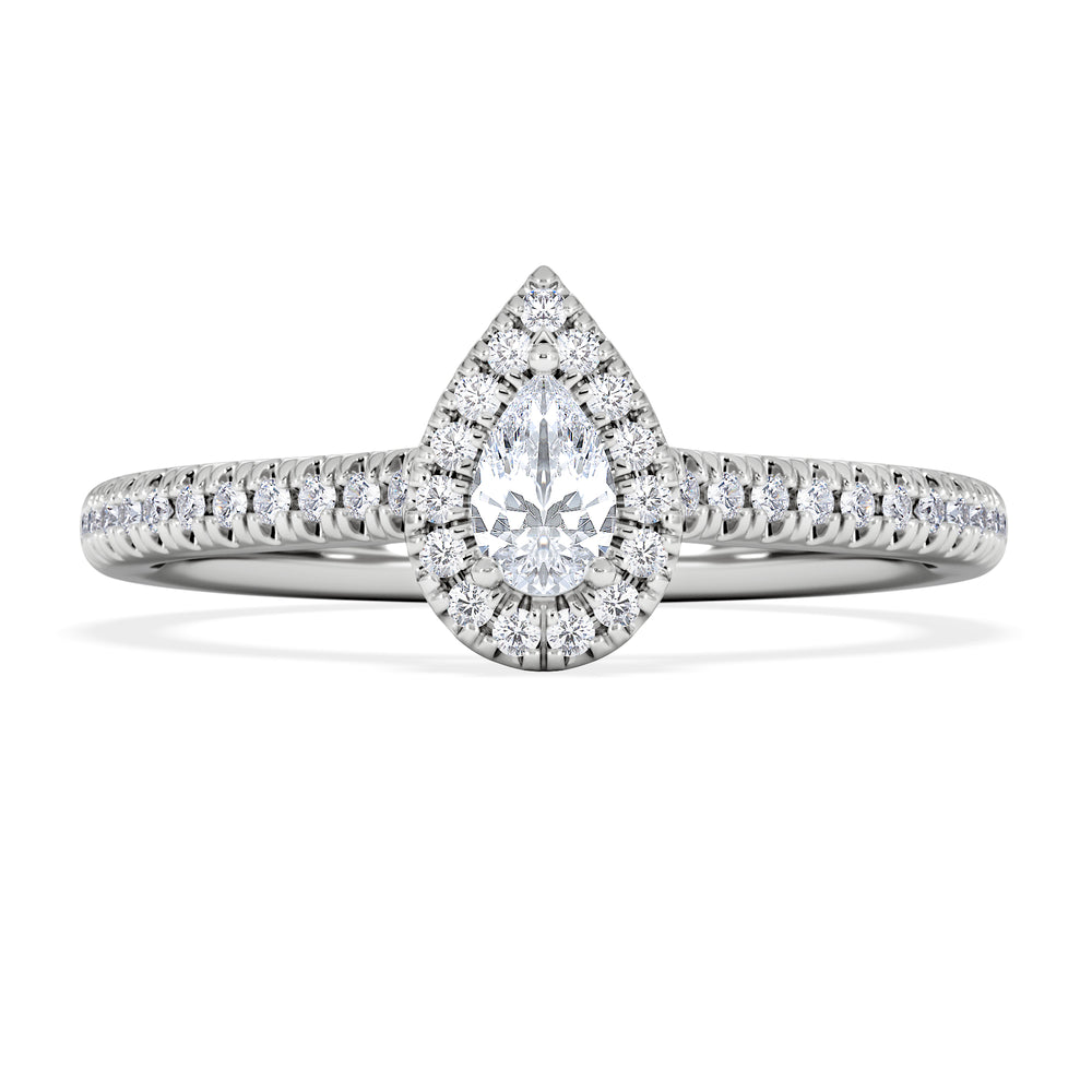 Lumia Pear Cut Lab Diamond Halo Ring 0.33ct F/VS in 925 Silver