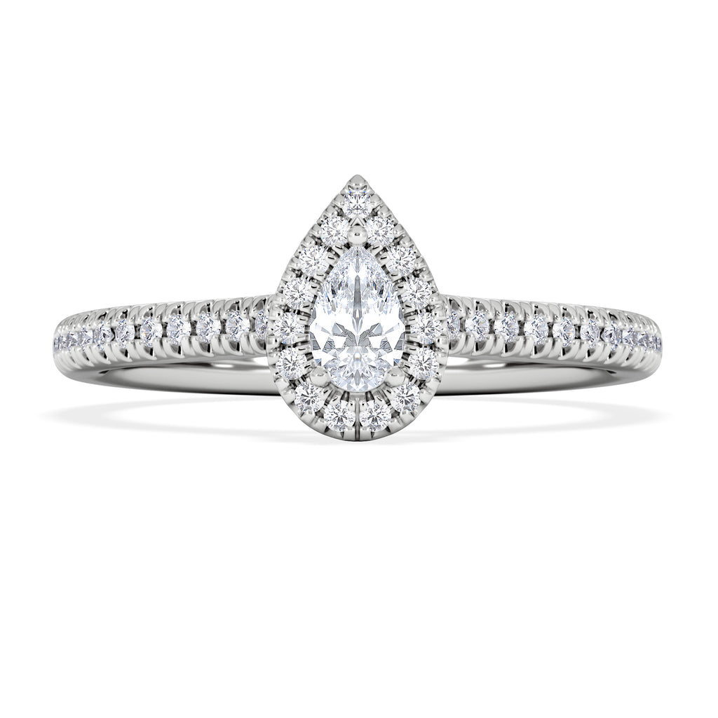 Lumia Pear Cut Lab Diamond Halo Ring 0.33ct F/VS in 925 Silver