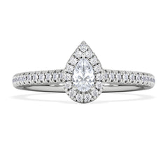 Lumia Pear Cut Lab Diamond Halo Ring 0.33ct F/VS in 925 Silver
