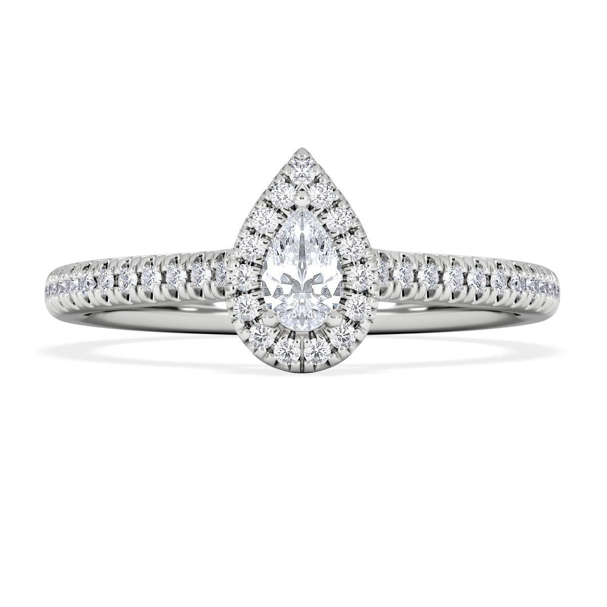 Lumia Pear Cut Lab Diamond Halo Ring 0.33ct F/VS in 925 Silver