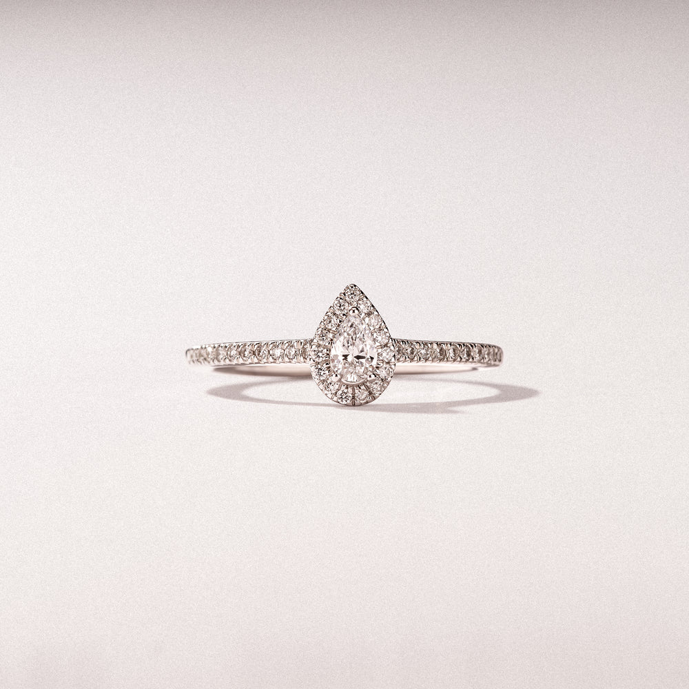 Lumia Pear Cut Lab Diamond Halo Ring 0.33ct F/VS in 925 Silver