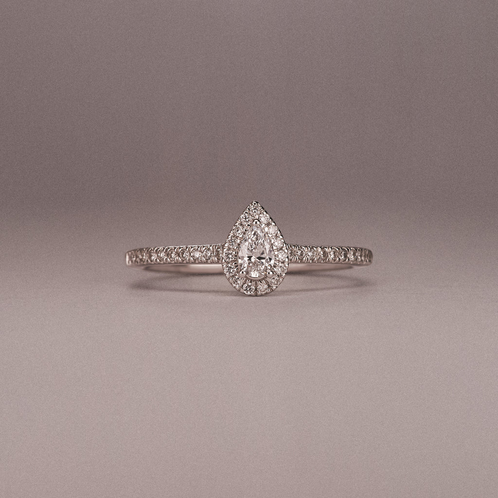 Lumia Pear Cut Lab Diamond Halo Ring 0.33ct F/VS in 925 Silver