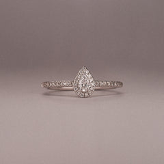 Lumia Pear Cut Lab Diamond Halo Ring 0.33ct F/VS in 925 Silver