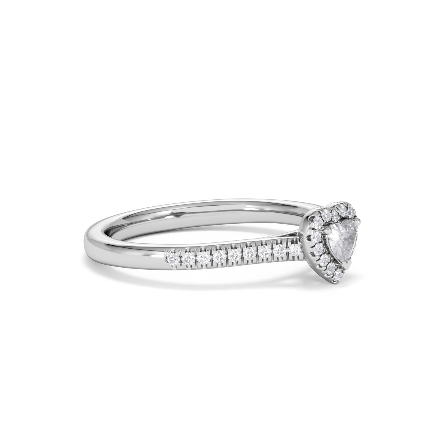 Lumia Heart Cut Lab Diamond Halo Ring F/VS in 925 Silver