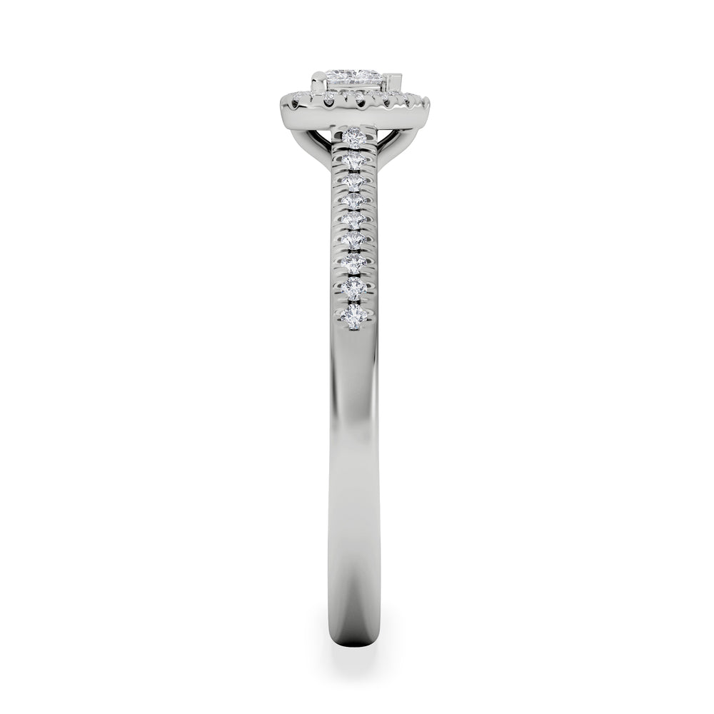 Lumia Heart Cut Lab Diamond Halo Ring 0.33ct F/VS in 925 Silver
