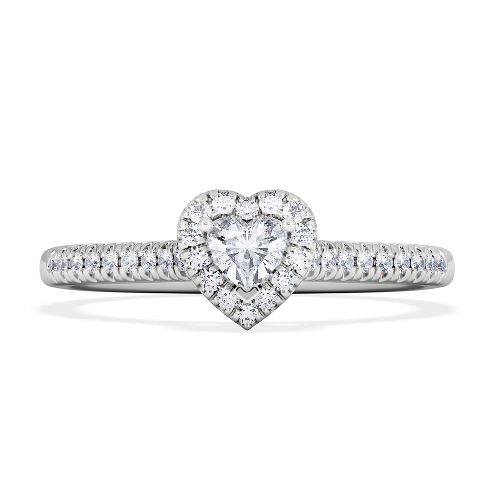 Lumia Heart Cut Lab Diamond Halo Ring 0.33ct F/VS in 925 Silver