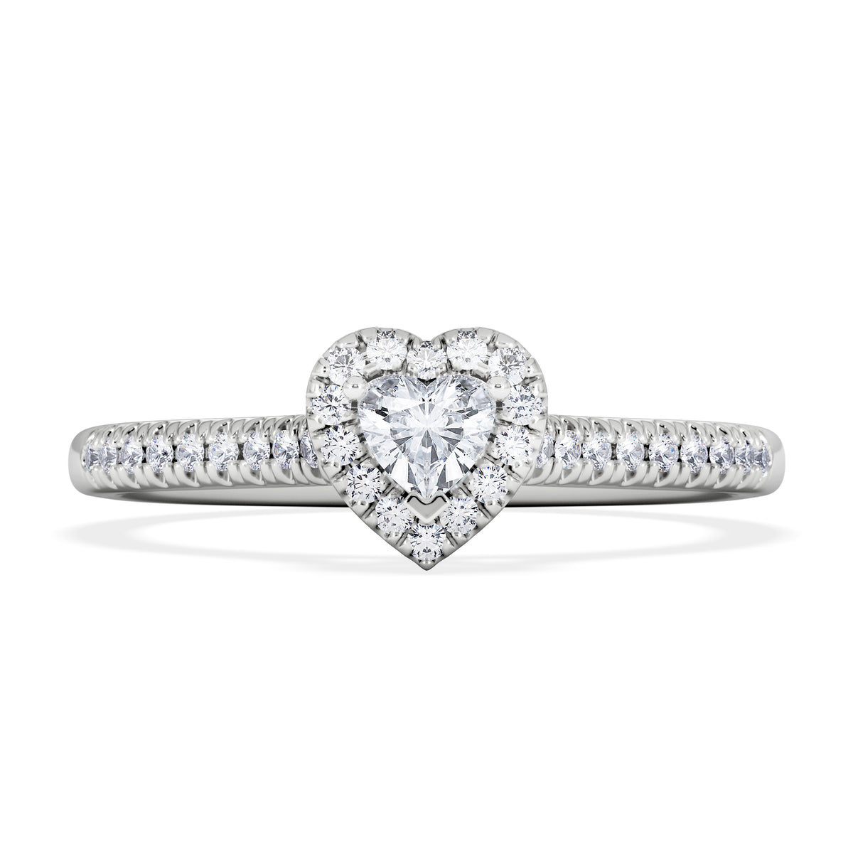 Lumia Heart Cut Lab Diamond Halo Ring 0.33ct F/VS in 925 Silver