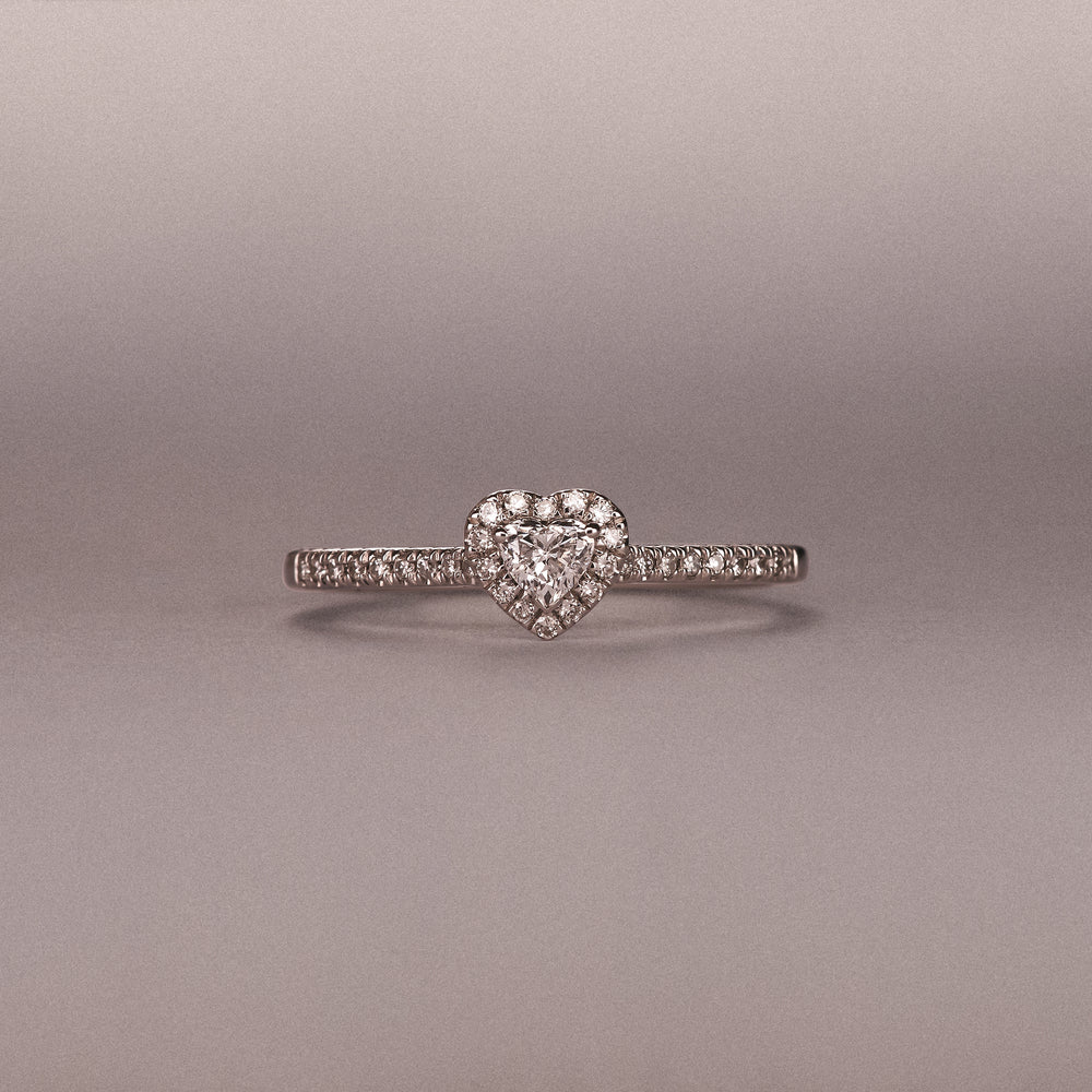 Lumia Heart Cut Lab Diamond Halo Ring 0.33ct F/VS in 925 Silver