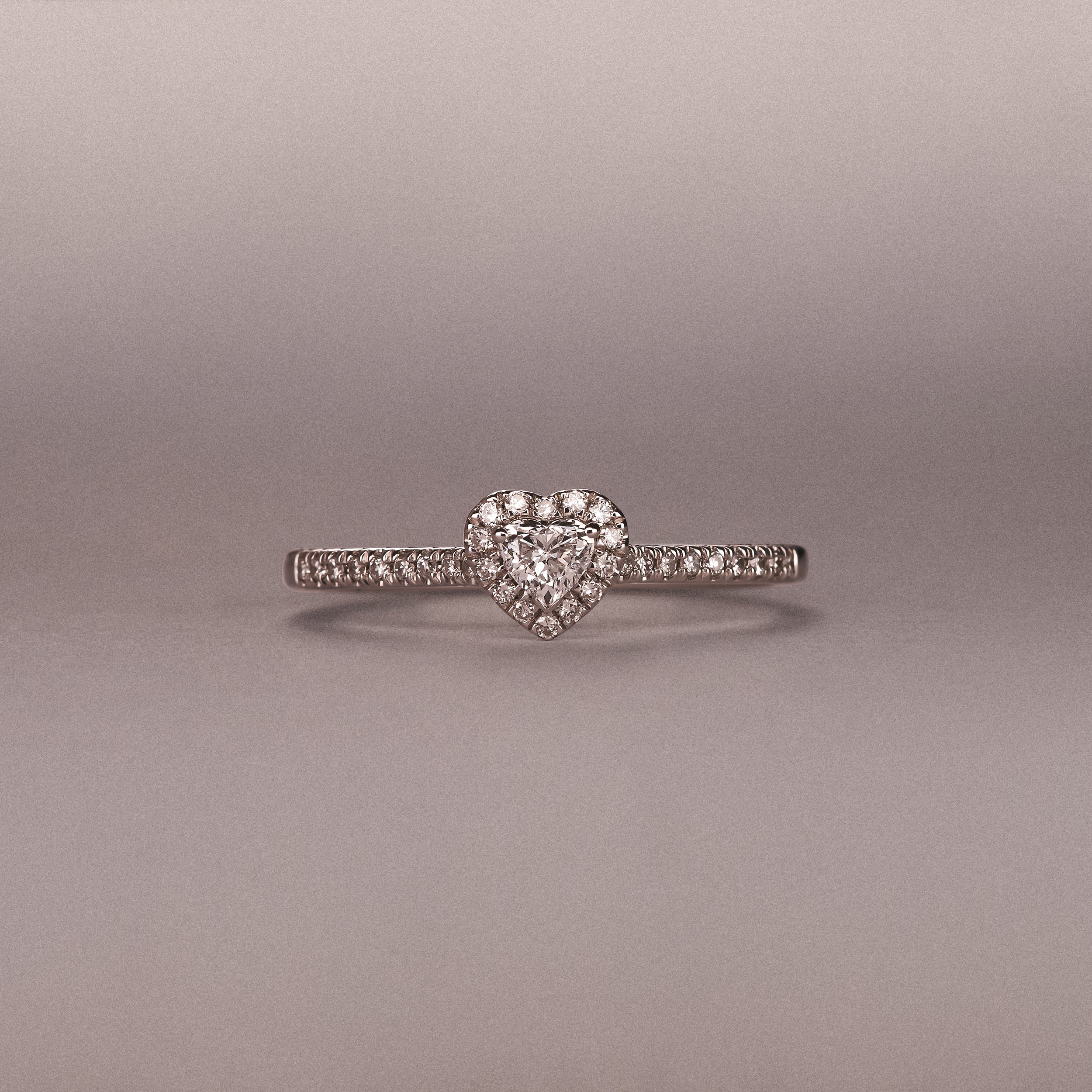 Lumia Heart Cut Lab Diamond Halo Ring 0.33ct F/VS in 925 Silver