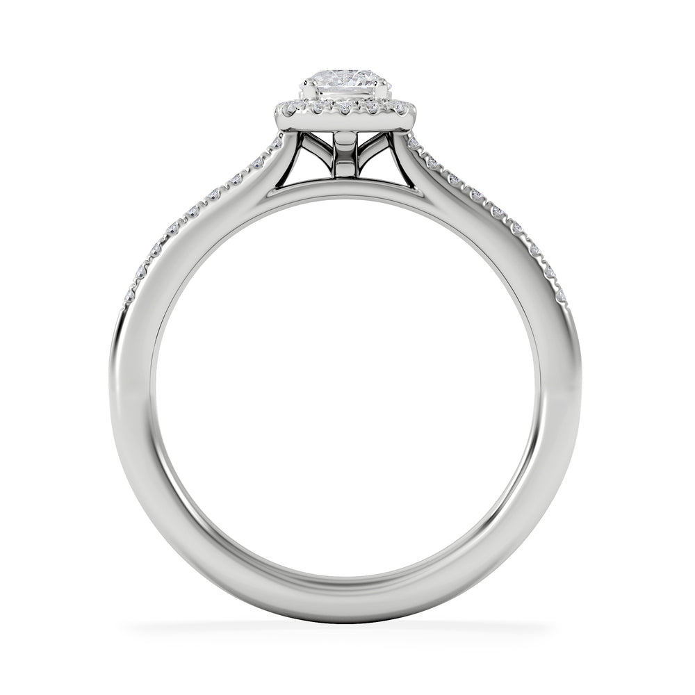 Lumia Round Cut Lab Diamond Halo Ring 0.50ct F/VS in 925 Silver