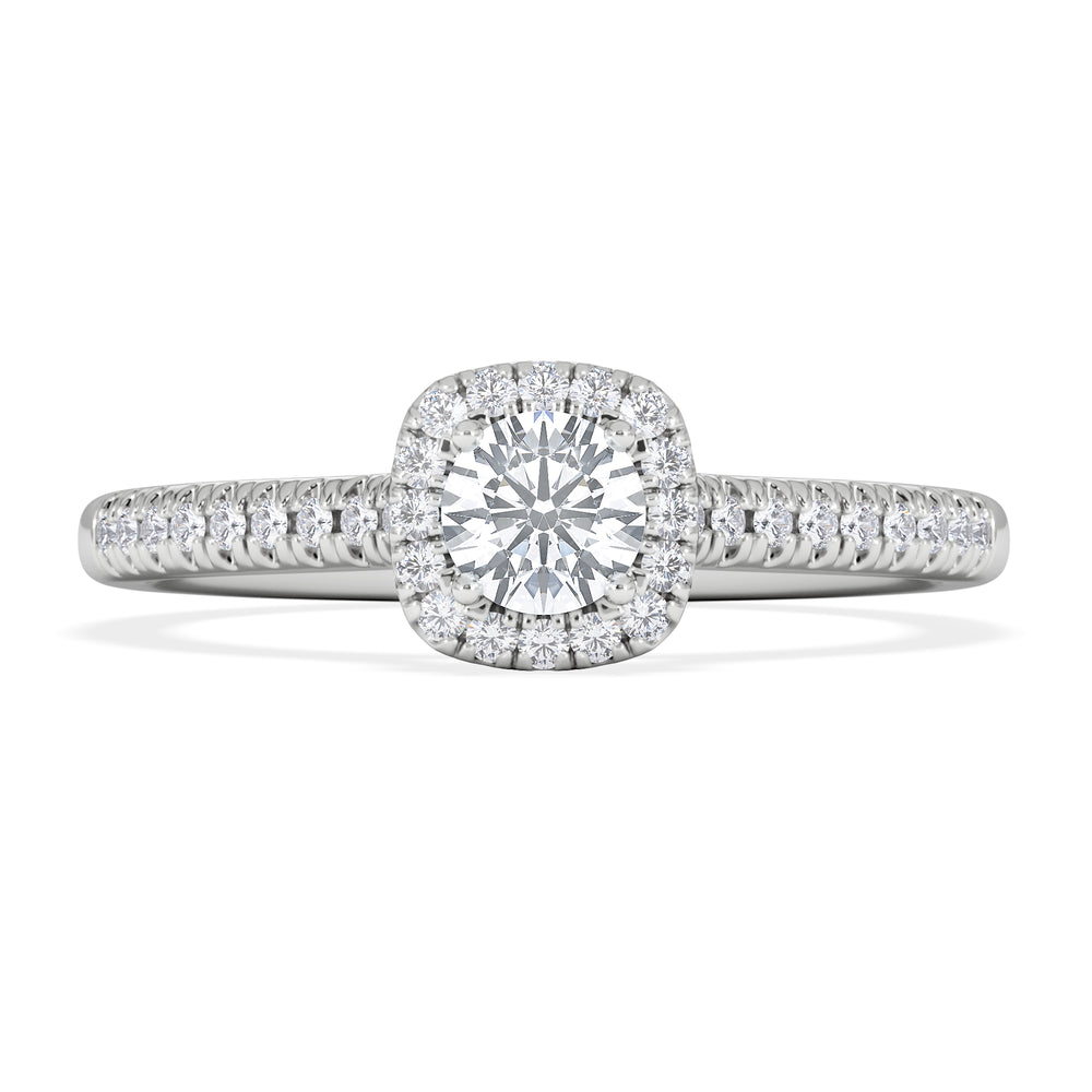 Lumia Round Cut Lab Diamond Halo Ring 0.50ct F/VS in 925 Silver