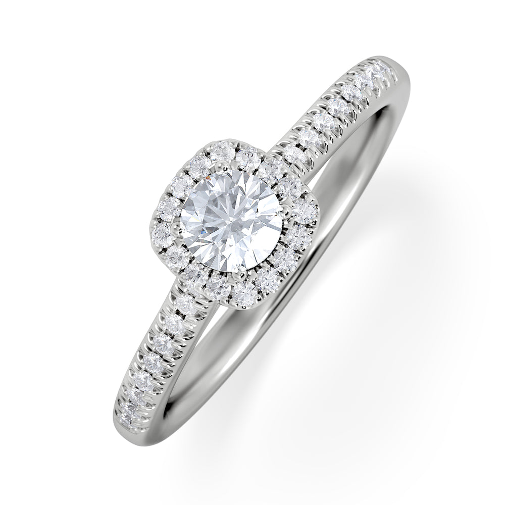 Lumia Round Cut Lab Diamond Halo Ring 0.50ct F/VS in 925 Silver