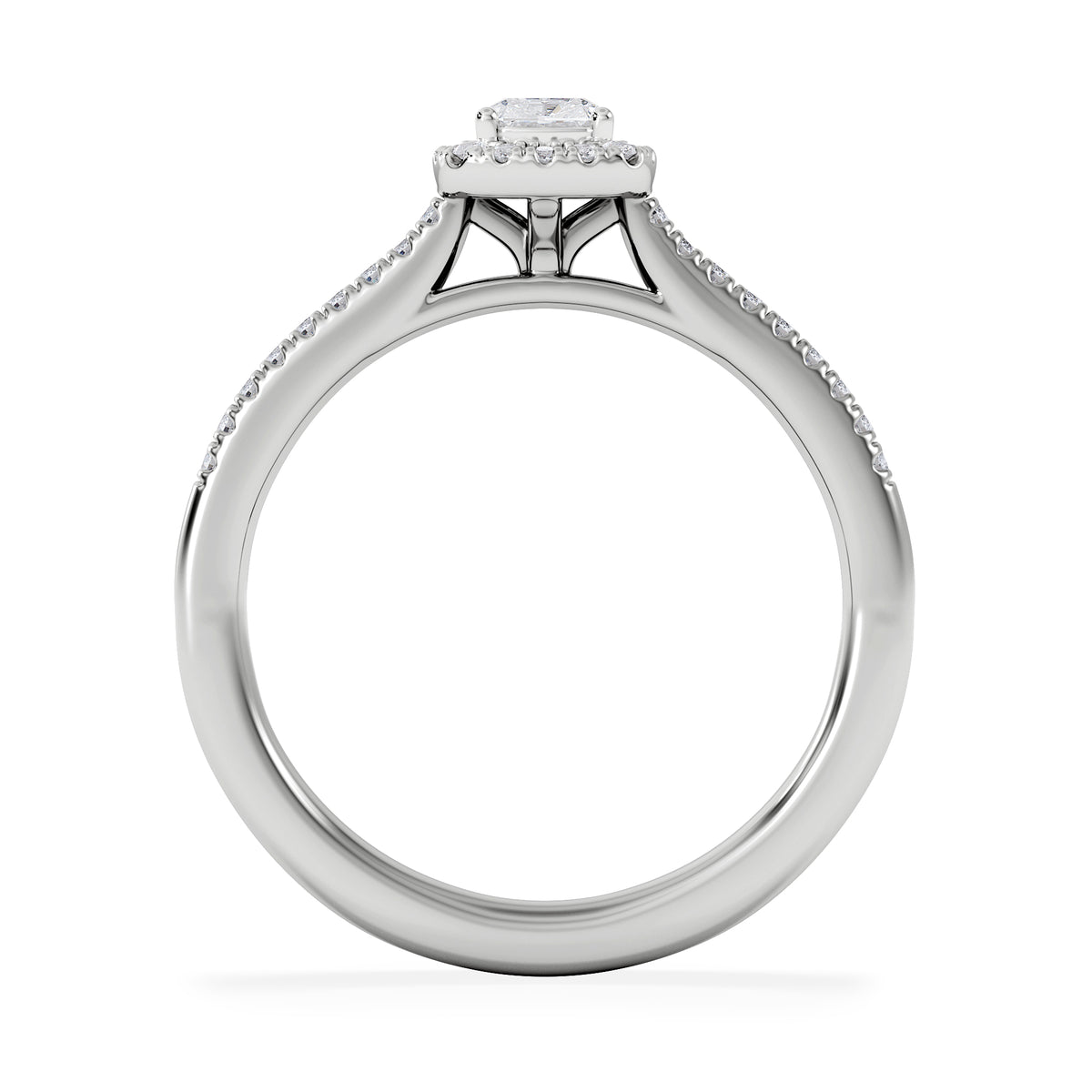 Lumia Cushion Cut Lab Diamond Halo Ring 0.50ct F/VS in 925 Silver