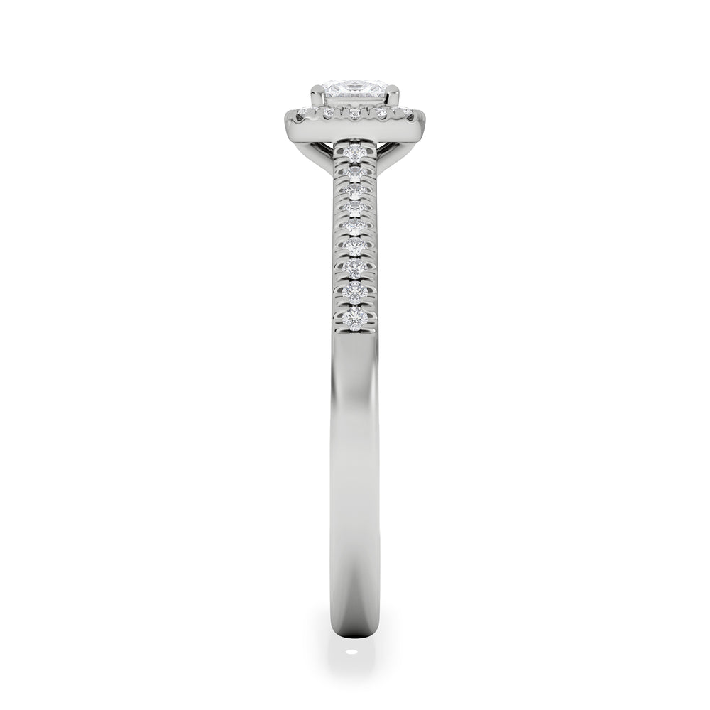 Lumia Cushion Cut Lab Diamond Halo Ring 0.50ct F/VS in 925 Silver