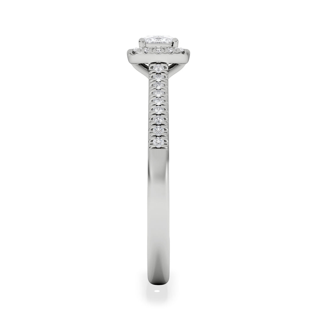 Lumia Cushion Cut Lab Diamond Halo Ring 0.50ct F/VS in 925 Silver