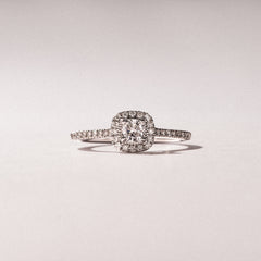 Lumia Cushion Cut Lab Diamond Halo Ring 0.50ct F/VS in 925 Silver