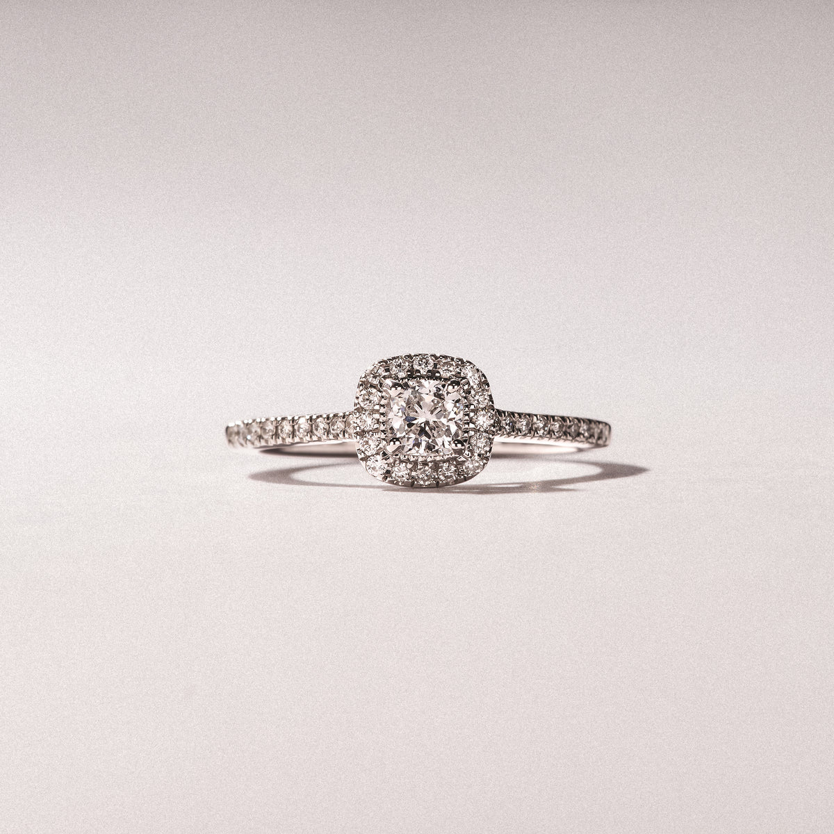 Lumia Cushion Cut Lab Diamond Halo Ring 0.50ct F/VS in 925 Silver