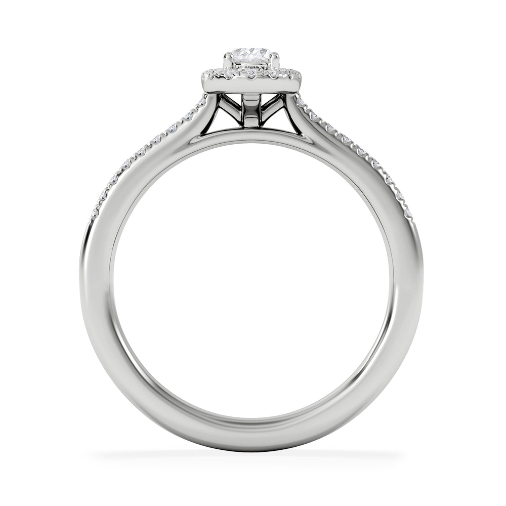 Lumia Oval Cut Lab Diamond Halo Ring 0.50ct F/VS in 925 Silver