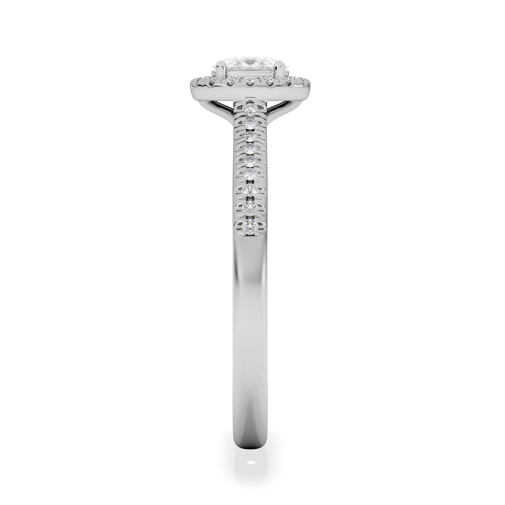 Lumia Oval Cut Lab Diamond Halo Ring 0.50ct F/VS in 925 Silver