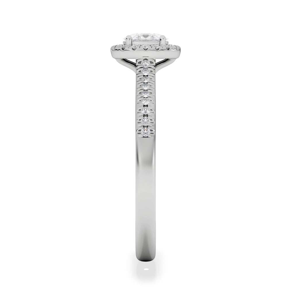 Lumia Oval Cut Lab Diamond Halo Ring 0.50ct F/VS in 925 Silver