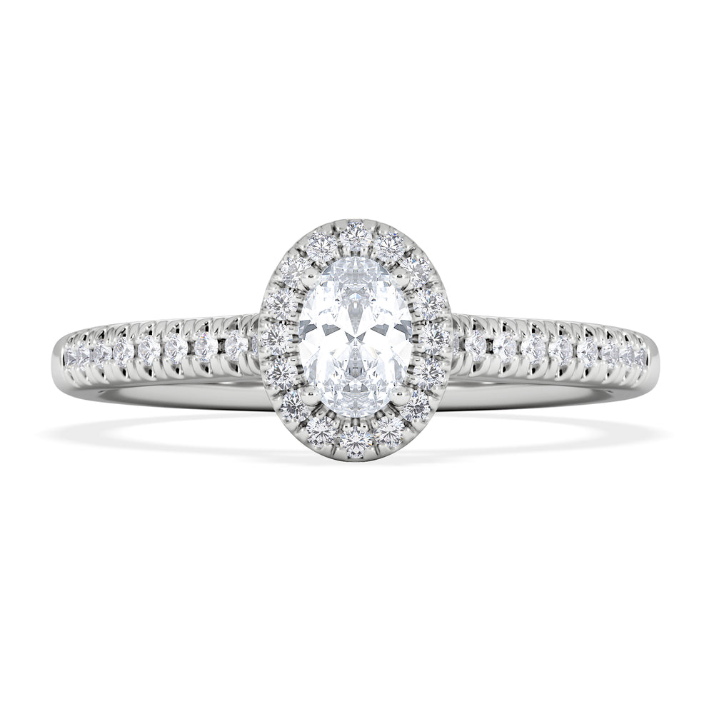 Lumia Oval Cut Lab Diamond Halo Ring 0.50ct F/VS in 925 Silver