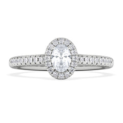 Lumia Oval Cut Lab Diamond Halo Ring 0.50ct F/VS in 925 Silver