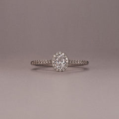 Lumia Oval Cut Lab Diamond Halo Ring 0.50ct F/VS in 925 Silver