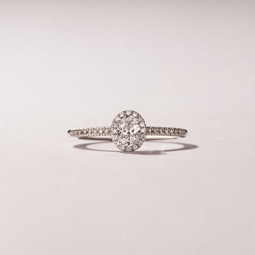 Lumia Oval Cut Lab Diamond Halo Ring 0.50ct F/VS in 925 Silver