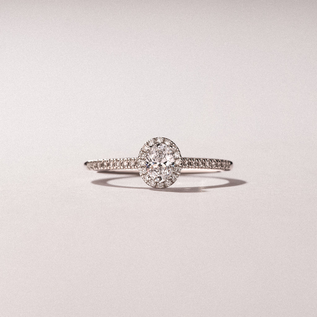 Lumia Oval Cut Lab Diamond Halo Ring 0.50ct F/VS in 925 Silver