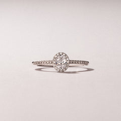 Lumia Oval Cut Lab Diamond Halo Ring 0.50ct F/VS in 925 Silver
