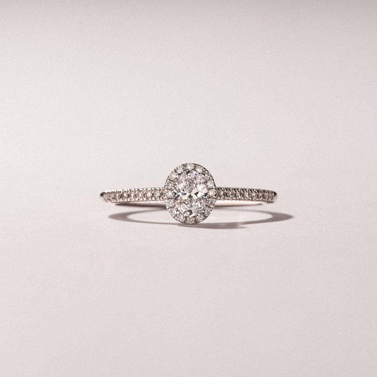 Lumia Oval Cut Lab Diamond Halo Ring 0.50ct F/VS in 925 Silver