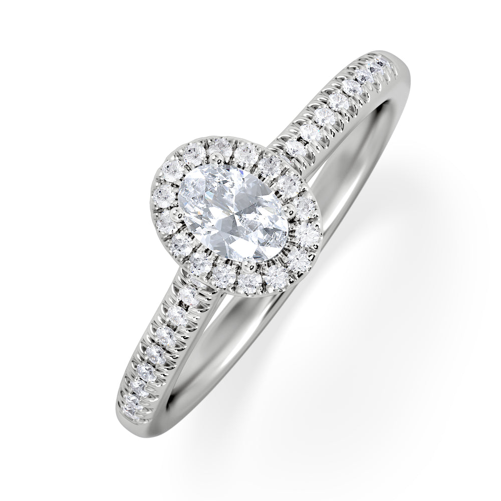 Lumia Oval Cut Lab Diamond Halo Ring 0.50ct F/VS in 925 Silver