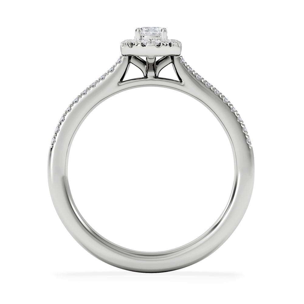 Lumia Pear Cut Lab Diamond Halo Ring 0.50ct F/VS in 925 Silver