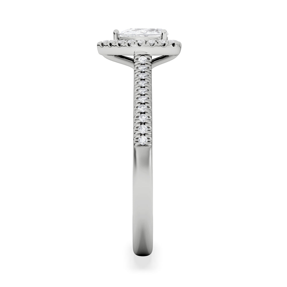 Lumia Pear Cut Lab Diamond Halo Ring 0.50ct F/VS in 925 Silver