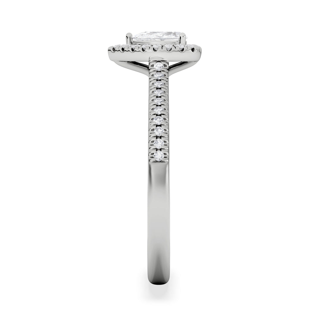 Lumia Pear Cut Lab Diamond Halo Ring 0.50ct F/VS in 925 Silver